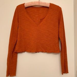 long sleeve crop top burned orange